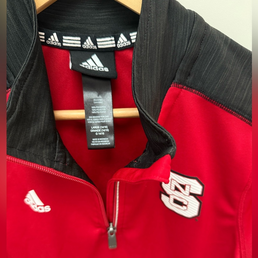 NC State Quarter Zip - Adidas Kids Red and Black Pullover - Picture 2 of 4